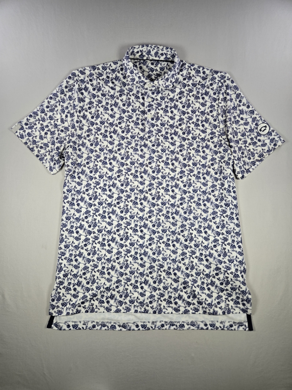 RLX Ralph Lauren Blue White Floral Performance Golf Polo Shirt